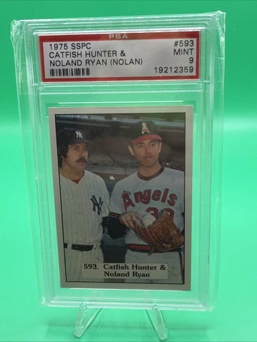 SSPC 1975 Catfish Hunter & Nolan Ryan #593 PSA 9 (Rare Noland Error)