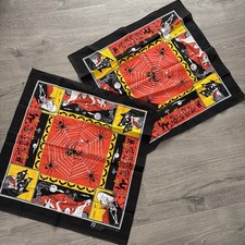 Vintage Paris Halloween Bandana Ghosts Ghouls Witches Coffin Pumpkins USA x2