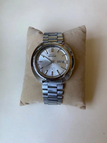SEIKO 5 ACTUS Vintage Mens Automatic Watch 42mm Day /Date Silver Dial 7019-7020