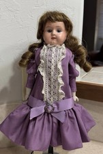ANTIQUE MINERVA GERMAN DOLL Tin Head Cloth Body 13 in