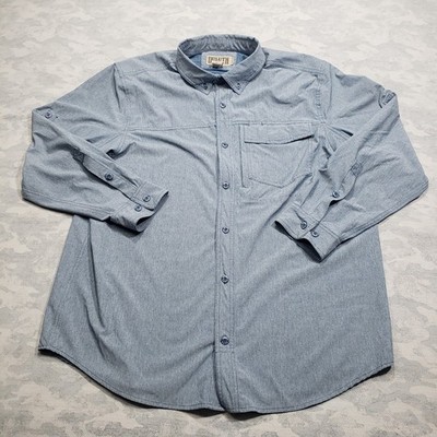 Duluth Trading Shirt Mens XL Blue Long Roll Tab Sleeve Button Down Standard Fit