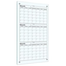 Glass Whiteboard Calendar 36 x 18 3 Month Dry Erase Calendar White Board Plan...