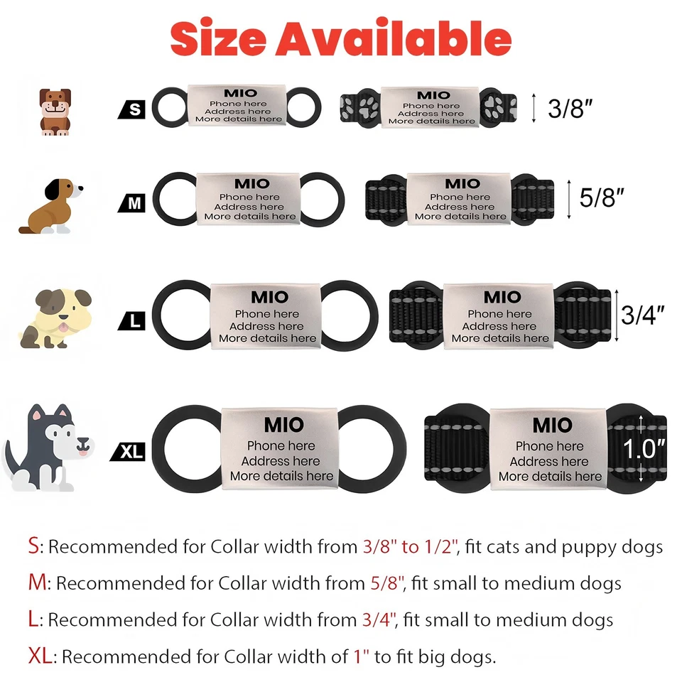 Custom Dog Tag Pets Engraved Name Tag Slide On ID Tags Collar Tags S, M, L, XL - Image 3 of 4