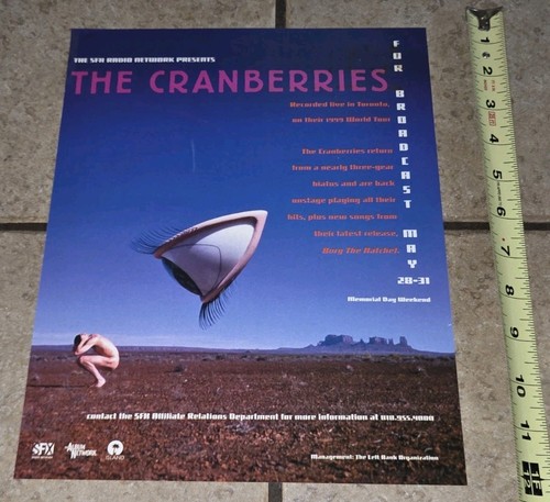 The Cranberries Live Concert Toronto Rock 90s RADIO STATION TRADE AD Poster 9x12