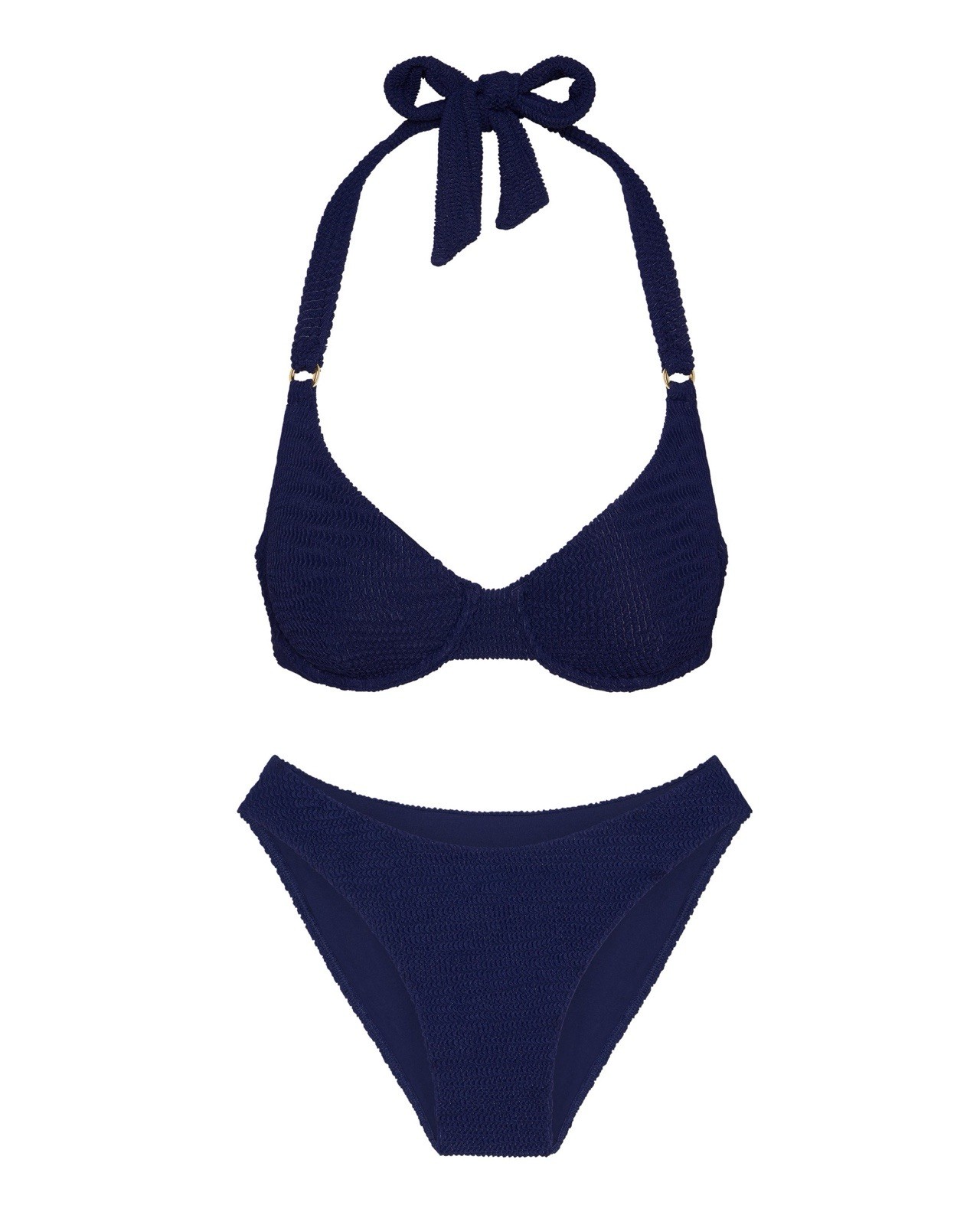 MONDAY SWIMWEAR Honolulu Top + Seychelles Bottom in Midnight Crinkle - Size L