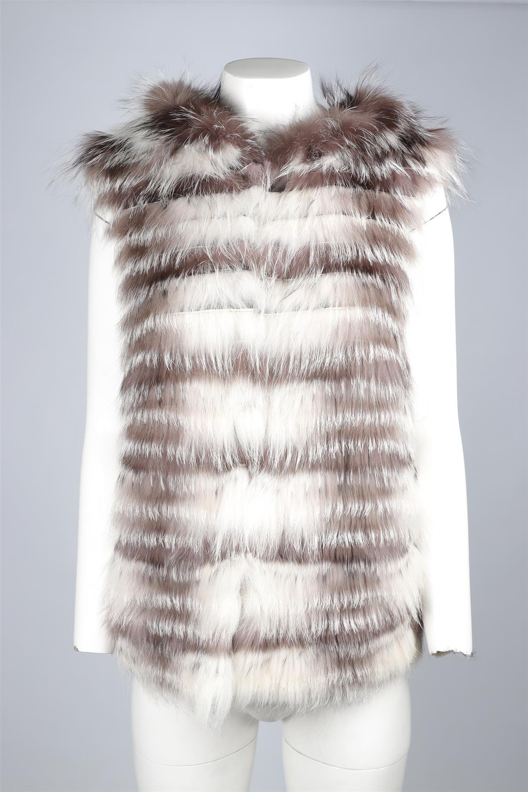 YVES SALOMON GILET IN PELLICCIA DI VOLPE GRIGIO FR 34 UK 6