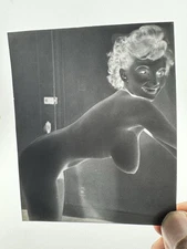 Vintage 1940s Nude Model Busty Medium Format Negative 4 1/2 X 3 1/2 Artistic