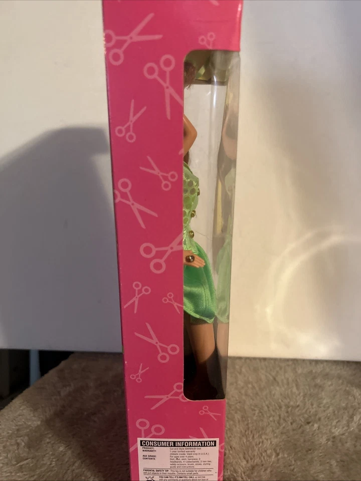Barbie 1994 "Corte y Estilo" Pelirroja Pelo Rojo Jengibre con Pieza de Pelo-Vestido Verde-Sin usar, en caja original Foto 4 de 4