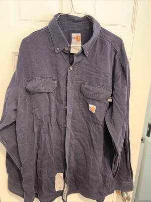 Carhartt FLAME RESISTANT 4XL-LJ Long Sleeve Navy Blue Shirt 294-20 CAT2 GOOD B