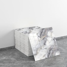 20pcs Marble Peel and Stick Waterproof PVC Shower Wall Gray and white with gold