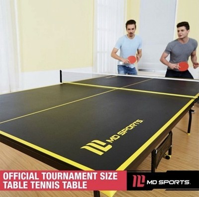 Official Size Indoor Tennis Ping Pong Table 2 Paddles Balls Foldable & Casters