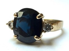 Natural Blue Sapphire & Diamond Ring – 3.6ct Ceylon Sapphire – 14ct Gold