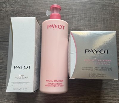 Payot 3 Piece Set New in Box Made in France Elixir Lotion Eye Patches Skincare