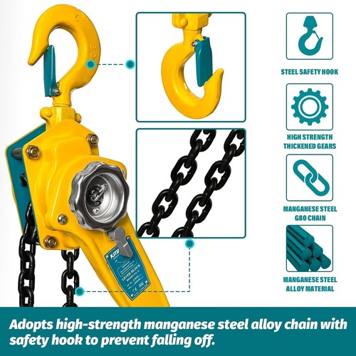 Lightweight 1-1/2 Ton Chain Hoist - Versatile 3300LB Lifter for Professionals - Picture 5 of 9