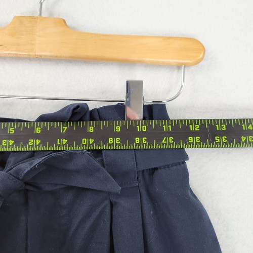 Zara Shorts Women Extra Small Navy Blue Paperbag Belted High Waist Pleated Front - Picture 4 of 10