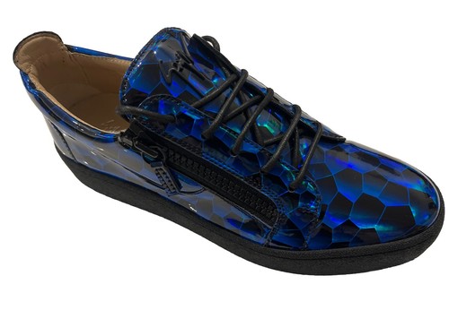 $650 Giuseppe Zanotti Frankie Low Top Glossy Sneakers Fabric Size 44 US 11 - Foto 18 di 18