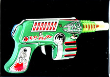 Vintage Toy Space Ray Gun on Tin 2.5 x 3.5" Fridge Magnet laminated 3 layers