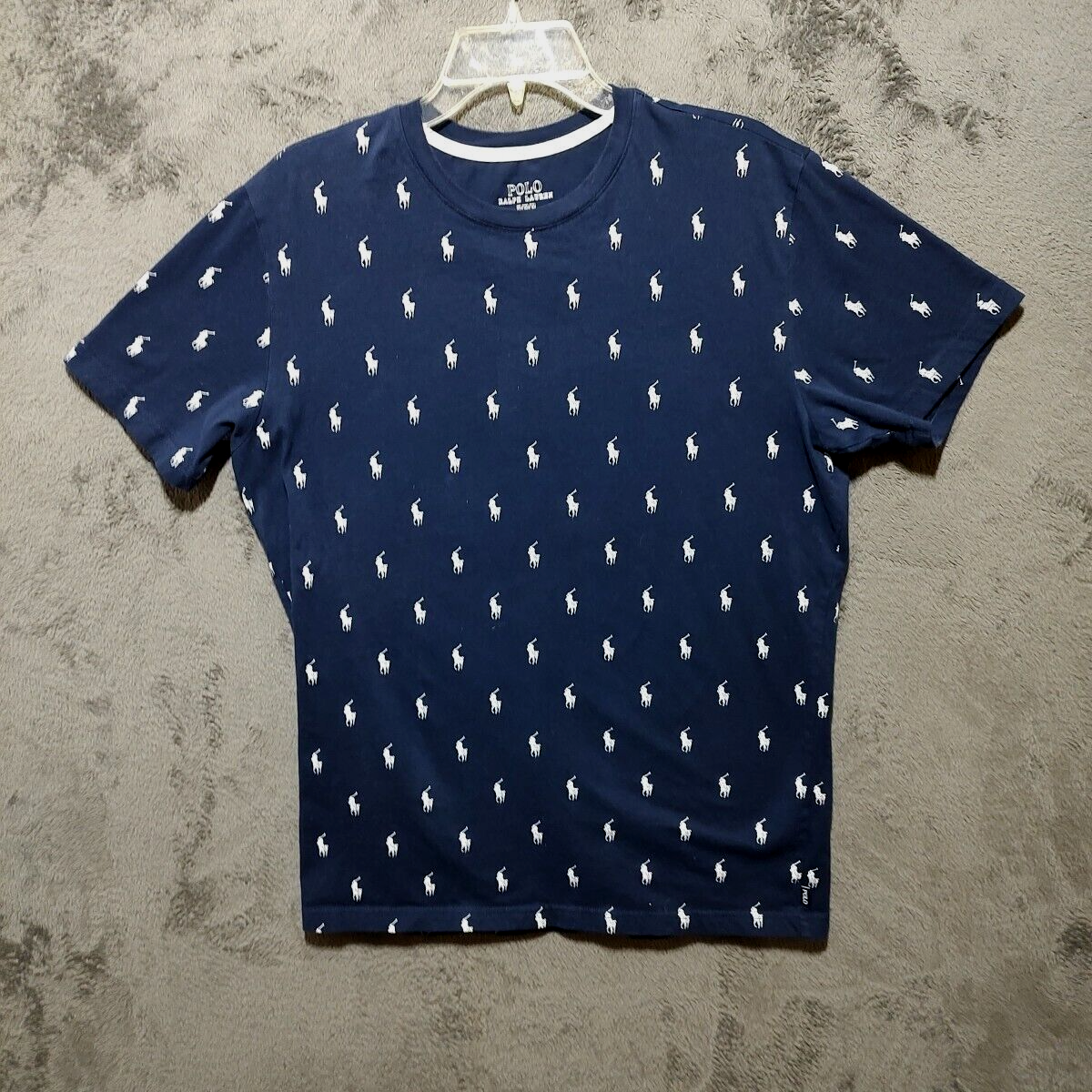 POLO Ralph Lauren camicia adulto blu medio grafica pony logo manica corta uomo