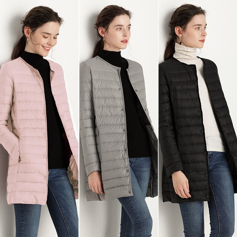 Womens Ultralight Packable Duck Down Jacket Puffer Winter Long Coats Parka