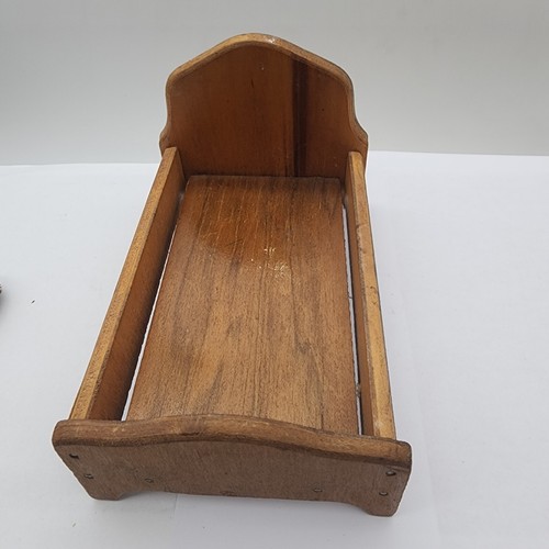 Wooden dollhouse furniture- vintage bed/rocking chair/fireplace w/metal screen - Picture 12 of 24