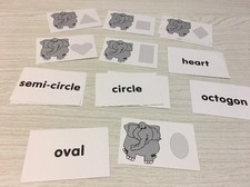 Elephant Shape Word Match- Laminated Activity Cards