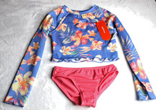 Wonder Nation Girls Rashguard 2 Piece Bikini Swimsuit Set Size XS 4-5 