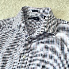 Tommy Hilfiger Slim Fit Mens Dress Shirt Sz Large Blue White Gingham Heritage