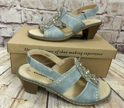 Womens Cushion Walk Felicity Gold Touch Fastening Mid Heel Sandals VARIOUS SIZES
