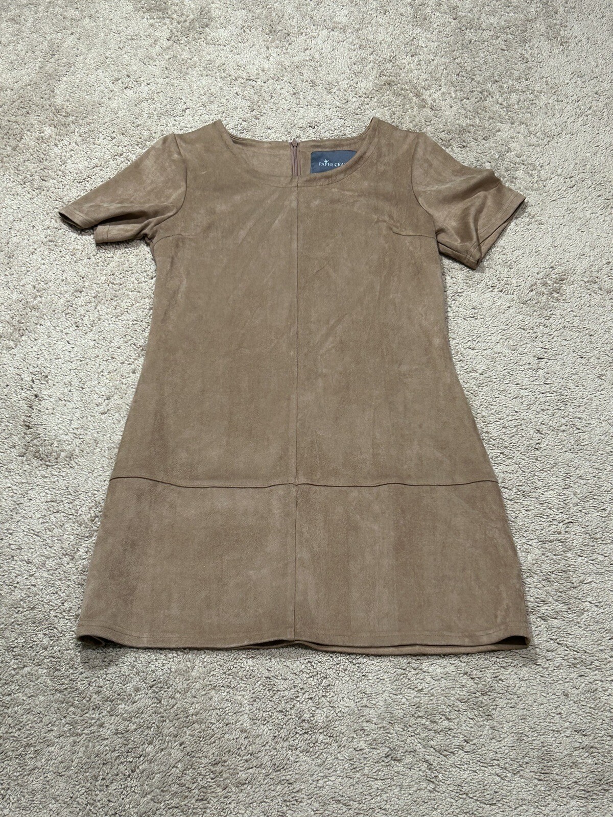 Paper Crane Womens Dress/Tunic Size Small Brown Suede Short Sleeve