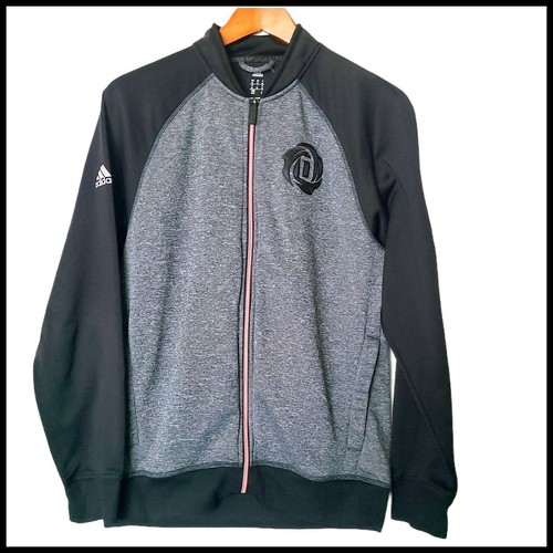 Adidas Derrick Rose Varsity Jacket M Medium Black Gray Pockets - 第 1/6 張圖片