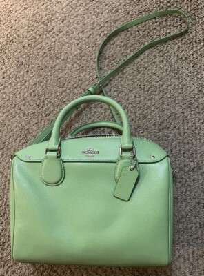 COACH LEATHER MINI ROWAN SATCHEL HANDBAG CROSSBODY PURSE GREEN (Used 1 Time)