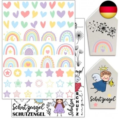 HONGMA Rub On Sticker 19x14cm-Großformat Schutzengel Pusteblume Regenbogen Herzen
