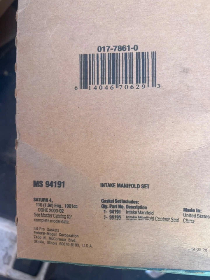 Juego de juntas de colector de admisión MS 94191 Felpro para Saturn SL2 SC2 SW2 2000-2001 Foto 2 de 2