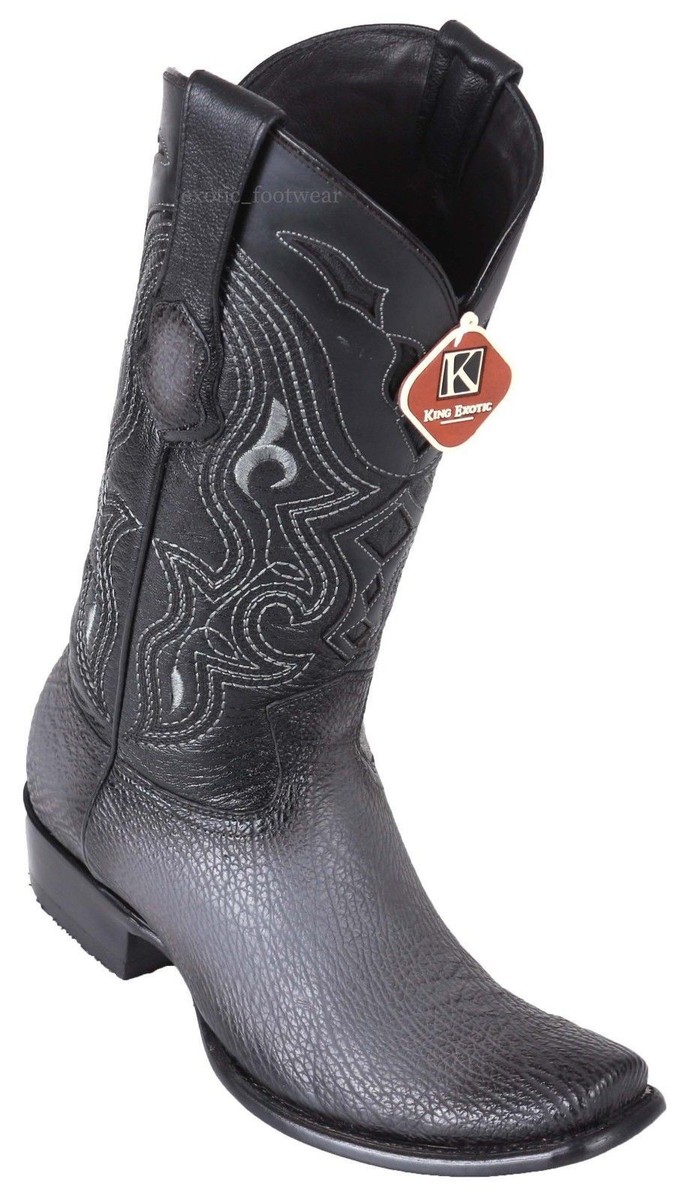 King Exotic GRAY Genuine SHARK Western Boot Dubai Square Toe EE