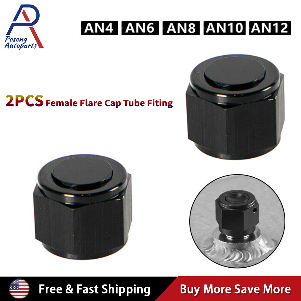 2-Pack AN Flare Fitting Caps (4AN, 6AN, 8AN, 10AN, 12AN) – Aluminum Block Off Caps For Fuel, Oil, Water & Air Lines