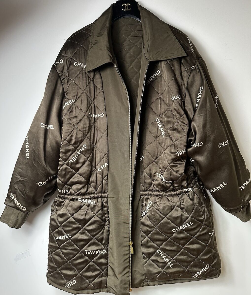 Chanel Vintage 1994 Brown Logo Coat 42 44 46 10 12 14 Chanel Vintage 1994 Brown Logo Coat 42 44 46 10 12 14