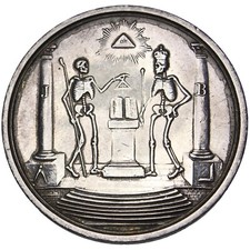FRANCE Rouen Freemasons ca. 1920-1940 silver Medal / Skeletons Masonic