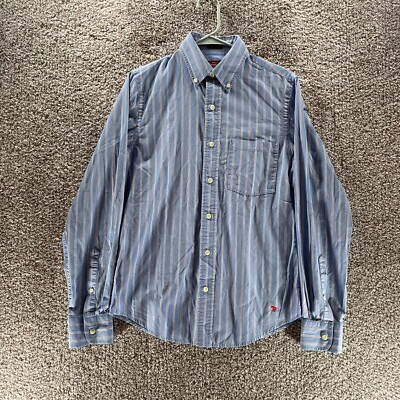 Vintage Abercrombie Fitch Shirt Mens Small Blue Striped Muscle Button Up Preppy