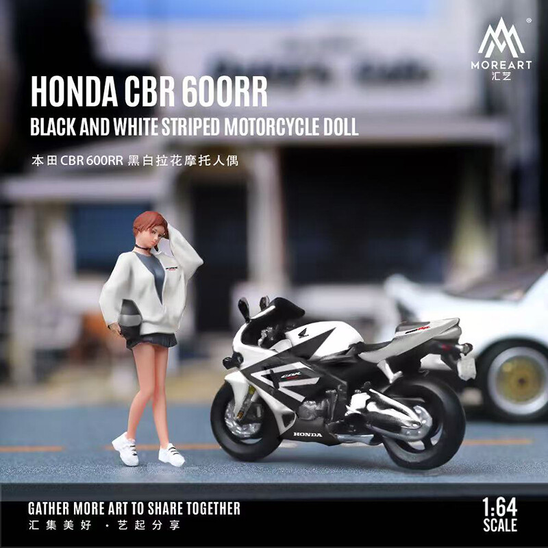 MoreArt 1:64 Scale Honda CBR600RR Motorcycle with Lady Rider Resin Model Display