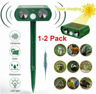 Animal Repeller Ultrasonic Solar Power Bird Dog Cat Skunk Deer Raccoon Repellent