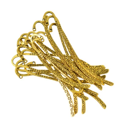 20pcs Antique Gold Metal Bookmarks Book Mark With Hook Jewelry Findings