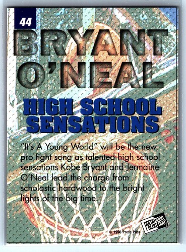 1996 Press Pass - Kobe Bryant / Jermaine O'Neil #44 Rookie RC - Picture 2 of 2