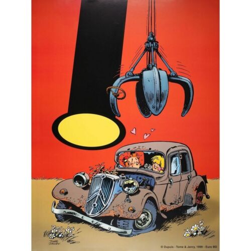 Poster Offset Tome & Janry, Young Spirou in the Citroën traction (60x80cm) - Picture 1 of 1