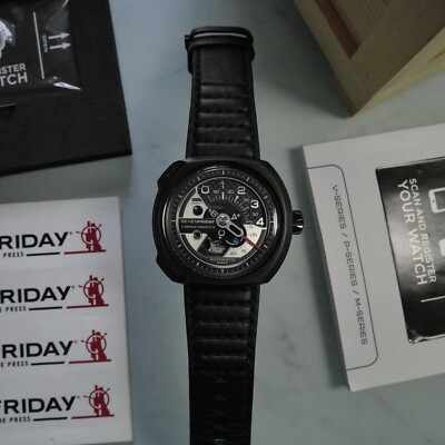 Sevenfriday V Series Automatic V3/01 Black/Silver Leather 44.3X49.7MM