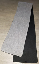men women REVERSIBLE FLEECE SCARF black gray 54 inch long x 7 wide