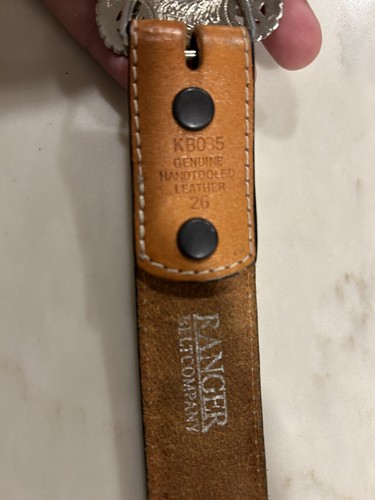 Children Ranger Belt Co. Brown Hand Tooled Leather Western Conches Size 26 - Picture 6 of 9