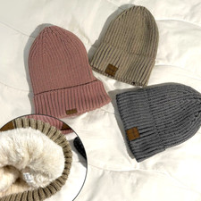 Lot of 3 Beanie Hats Mens Womens - Winter Thick Thermal Fleece Lined Insulated