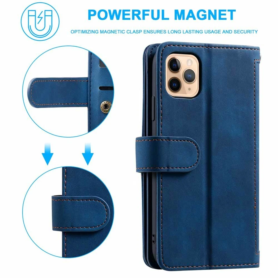 9 Card Slot Wallet Leather Case Cover For iPhone 12 11 Pro Max XR SE 6s 7 8 Plus - Image 4 of 4