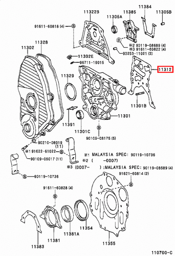 Genuine Hilux LN171 LN170 LN167 LN166 3L 5L 2L Timing Gear Cover Case Gasket - Picture 5 of 20
