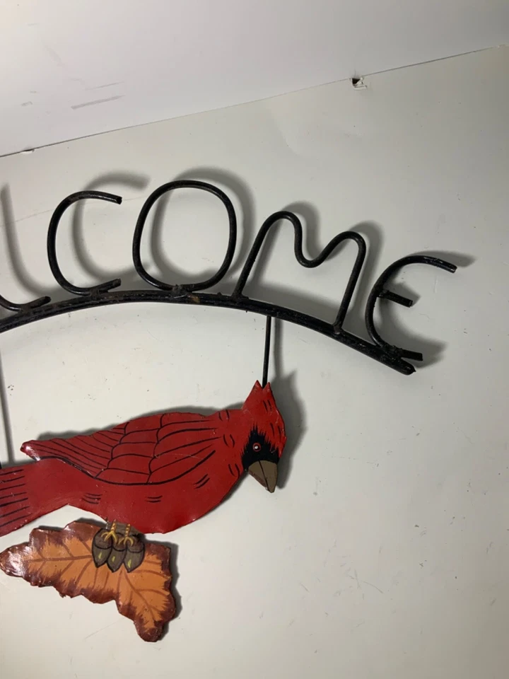 Letrero de bienvenida cardenal de hierro forjado vintage de 18 pulgadas Foto 3 de 4